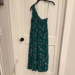 Knox Rose Teal Floral One-Shoulder Dress